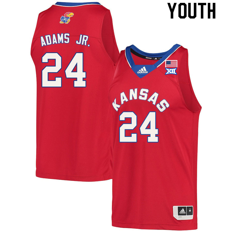 Youth #24 KJ Adams Jr. Kansas Jayhawks College Basketball Jerseys Sale-Red - Click Image to Close